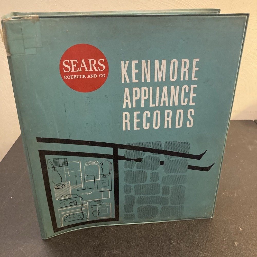 Sears‎ Roebuck Kenmore Appliance Records Blue Binder (Empty) Vtg Art Deco Folder